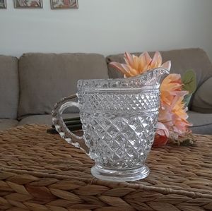 Vintage Pressed Glass Footed Creamer Diamond